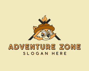 Raccoon Camping Adventure logo design