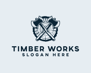 Timber - Axe Lumberjack Carpentry logo design