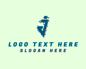 Digital Glitch Letter J Logo