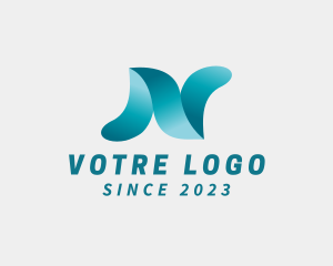 Blue - Modern Digital Tech Letter N logo design
