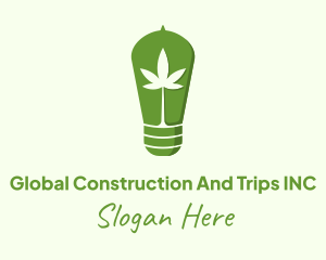 Farmer - Cannabis Leaf Bulb logo design
