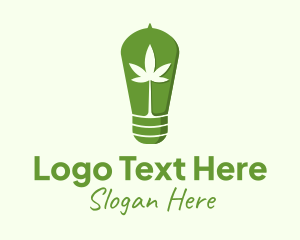 Green - Cannabis Leaf Bulb logo design