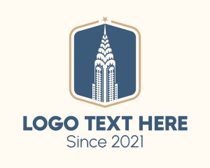 New York - Blue Chrysler Building logo design
