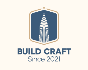 Blue Chrysler Building logo design