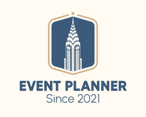 Tower - Blue Chrysler Building logo design