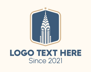 Metropolis - Blue Chrysler Building logo design