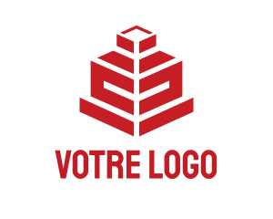 Construction - Red Isometric Structure logo design