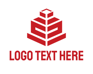 Red Isometric Structure Logo