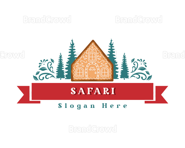 Christmas Gingerbread House Decoration Logo