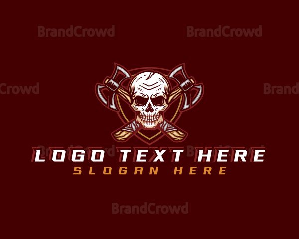 Skull Axe Shield Logo