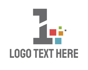 Number 1 - Pixel Number 1 logo design