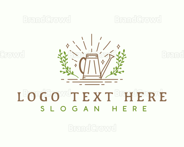 Watering Can Landscaping Tool Logo