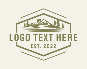 Post Stamp - Mountain Outdoor Camping logo design