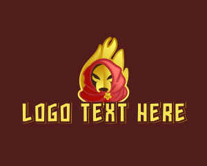 Online Gaming - Wizard Villain Flame logo design