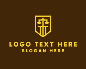 Weighing Scale - Golden Law Shield logo design
