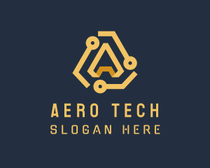 Tech Circuit Letter A logo design