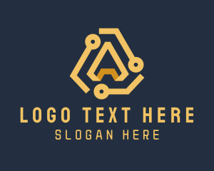 Blockchain - Tech Circuit Letter A logo design