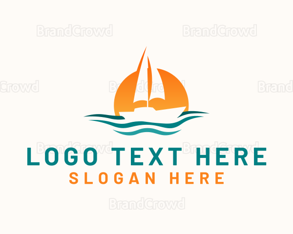 Boat Ocean Sunset Logo
