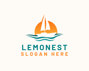 Boat Ocean Sunset Logo