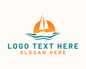 Boat Ocean Sunset Logo