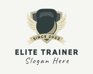 Hipster Kettlebell Wings Gym  logo design