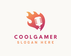 Streaming - Gradient Flame Mic logo design
