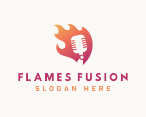 Gradient Flame Mic logo design