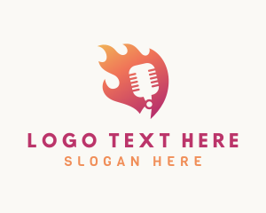 Podcast - Gradient Flame Mic logo design