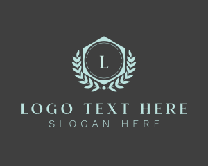 Luxe - Leaf Wreath Badge logo design