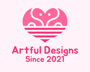 Pink Romantic Elephant  logo design