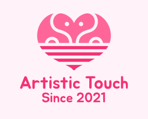 Pink Romantic Elephant  logo design