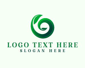 Circle - Spiral Green Leaves logo design