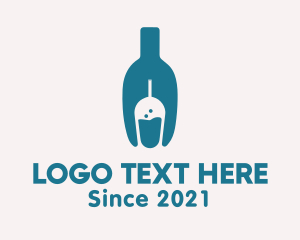 Wine Cork - Bottle Kombucha Drink logo design