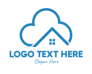 Modern - Blue House Cloud logo design