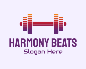 Dumbbell Fitness Gym Music logo design