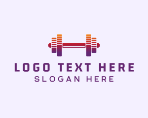 Playlist - Dumbbell Fitness Gym Music logo design