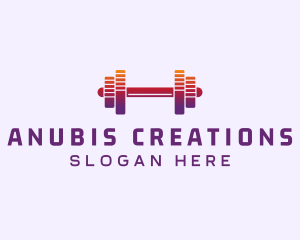 Dumbbell Fitness Gym Music logo design