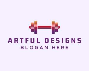 Dumbbell Fitness Gym Music logo design