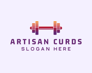 Dumbbell Fitness Gym Music logo design