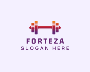 Dumbbell Fitness Gym Music logo design