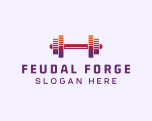 Dumbbell Fitness Gym Music logo design