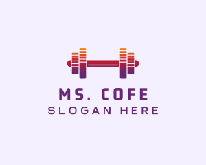 Dumbbell Fitness Gym Music logo design