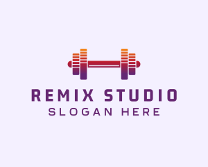 Dumbbell Fitness Gym Music logo design