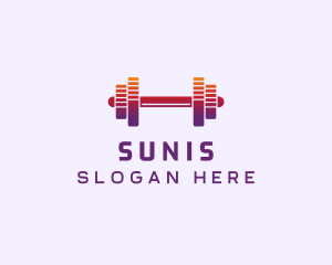 Dumbbell Fitness Gym Music logo design