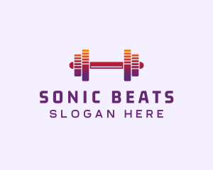 Dumbbell Fitness Gym Music logo design