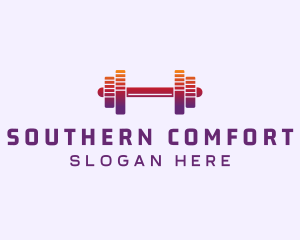 Dumbbell Fitness Gym Music logo design