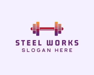 Dumbbell Fitness Gym Music logo design