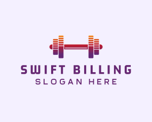 Dumbbell Fitness Gym Music logo design