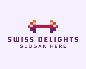 Dumbbell Fitness Gym Music logo design