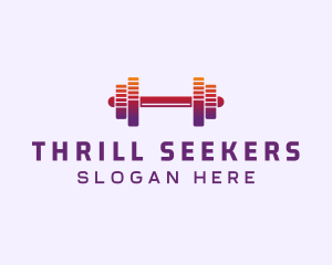 Dumbbell Fitness Gym Music logo design